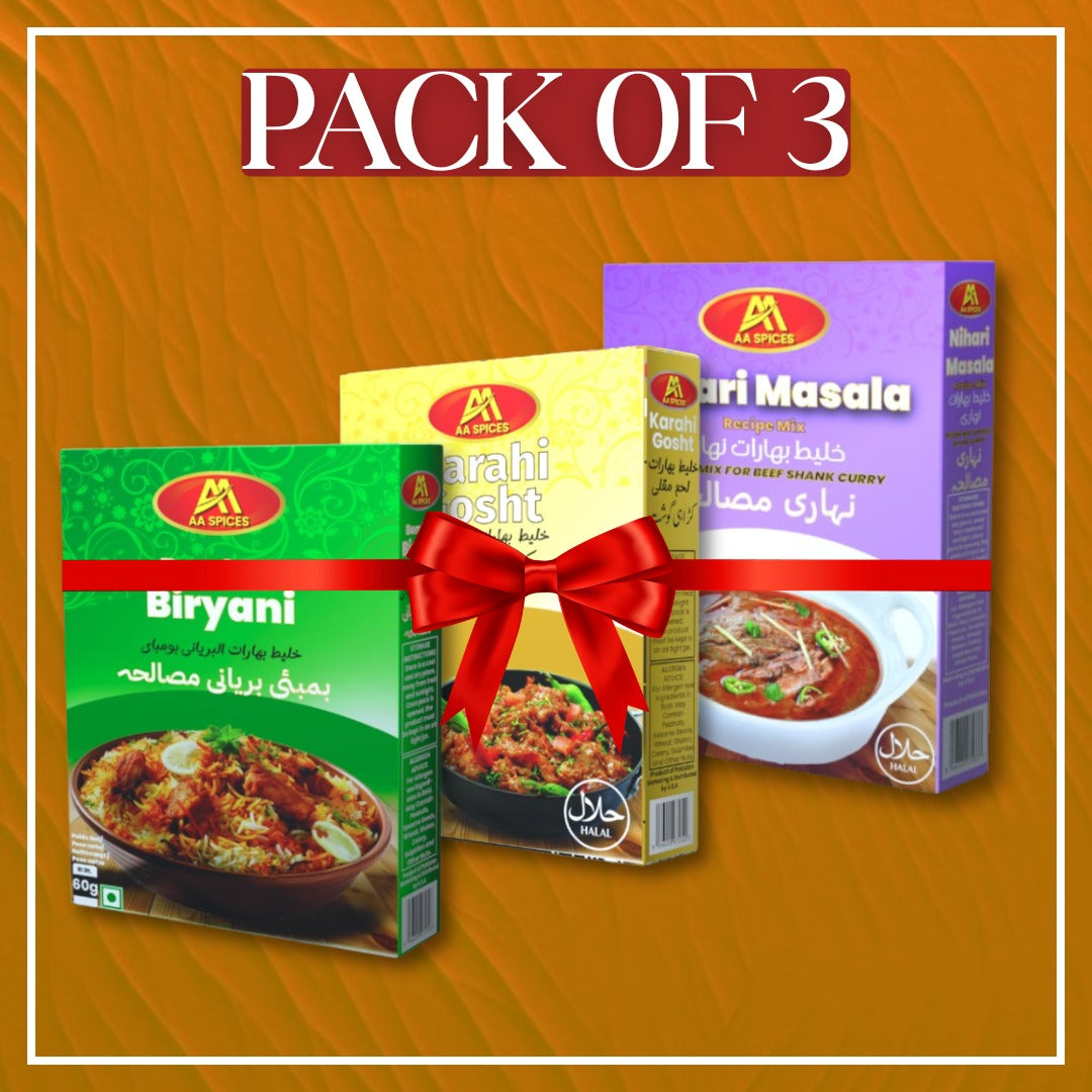 A.A Spices Recipe Mix Combo – Nihari, Karahi, Biryani (Pack of 3)